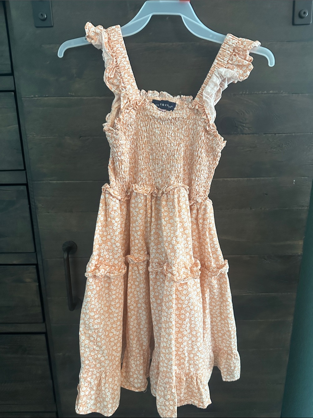 Andy & Evan Peach Floral Smocked Sundress with Ruffle Straps
